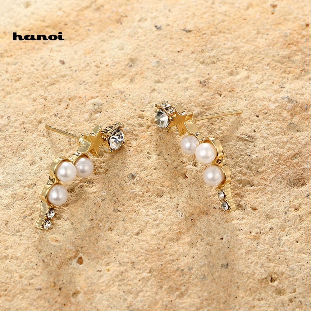 Bông Tai Ngôi Sao Đính Ngọc Trai Nhân Tạo Thời Trang