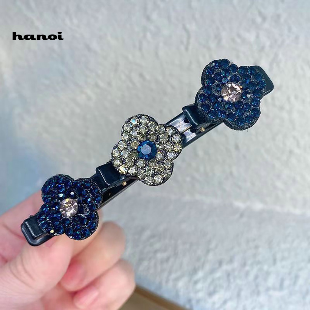 Set 4 Kẹp Tóc Nữ Hình Bông Hoa Đính Đá Lấp Lánh Chống Trượt