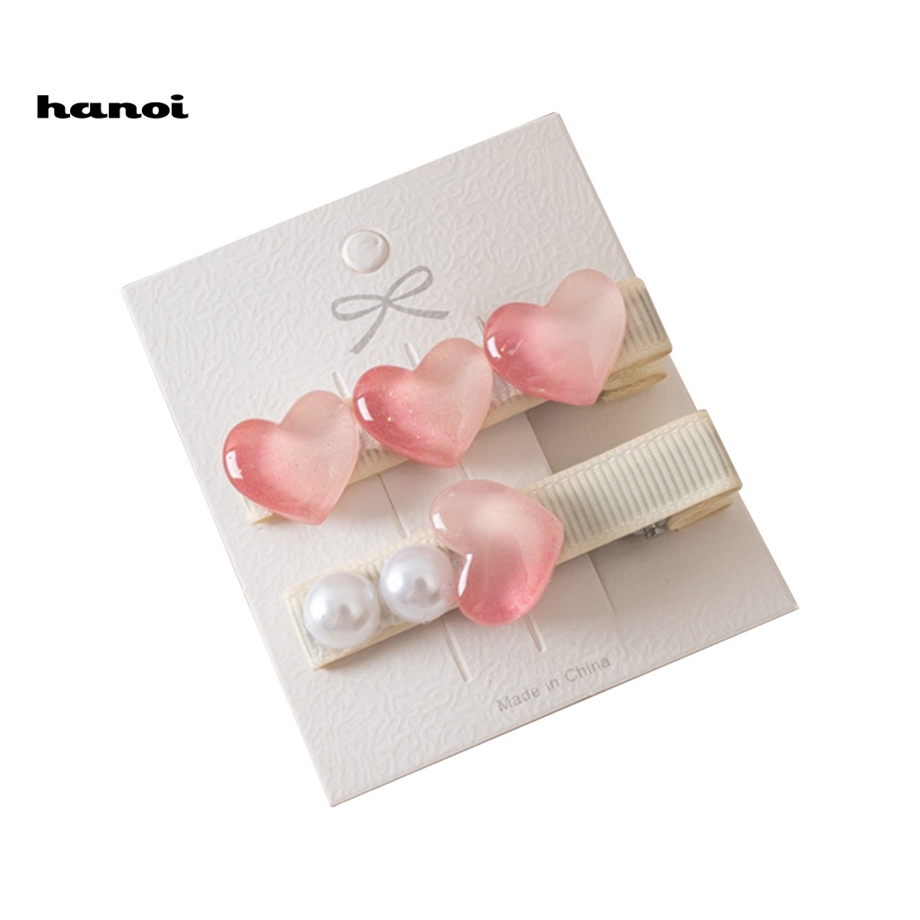 1 Cặp Kẹp Tóc Mái Trong Suốt Gọn Nhẹ Chống Trượt Hình Trái Tim Màu Gradient Dành Cho Nữ