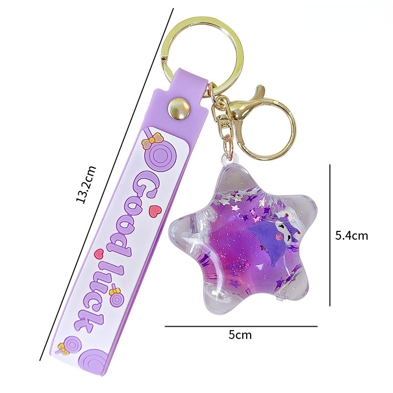 Móc Khóa Hình Búp Bê Kuromi Và Ly Trà Sữa Bằng Acrylic Phối Kim Tuyến Nước Sáng Tạo