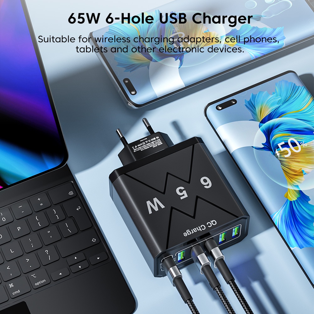 Củ Sạc Nhanh QC3.0 6 Cổng USB Cho Điện Thoại