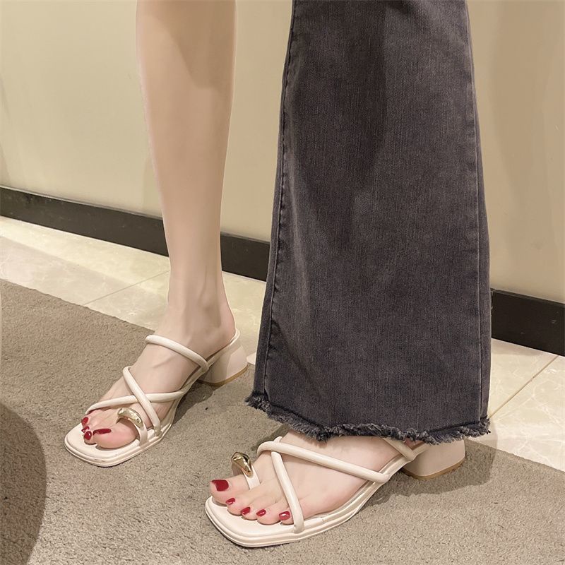 Dép Sandal Cao Gót Mũi Vuông Quai Chéo Thời Trang Mùa Hè Dành Cho Nữ 02668