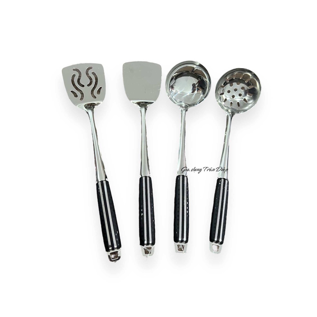 Bộ 4 Vá Sạn Inox Nấu Bếp Nhỏ, Vá Sạn lổ inox