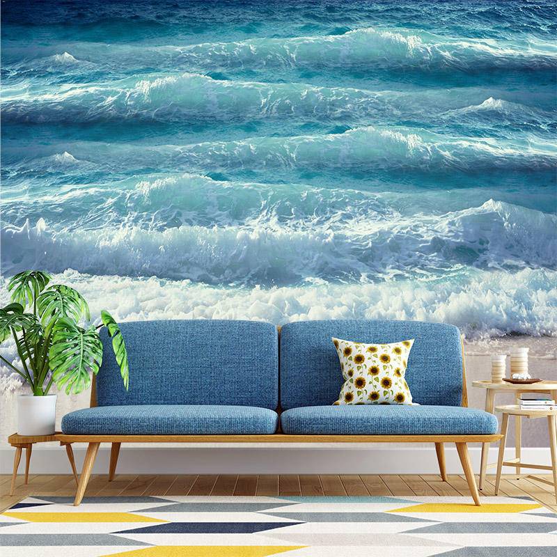 Giấy Dán Tường 3D Hình Sóng Biển Đại Dương Trang Trí Phòng Khách / Phòng Ngủ