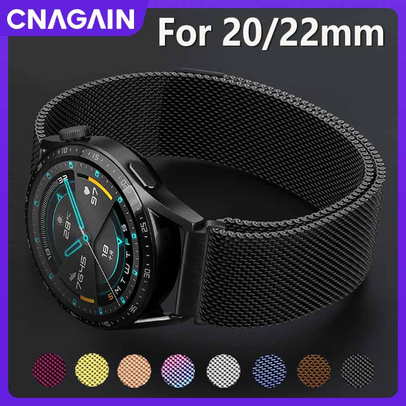 Cnagain 20mm 22mm dây đeo milanese mỏng cho samsung galaxy watch 4/5 pro 40mm / 44mm, dây đeo từ tính bằng kim loại không gỉ cho đồng hồ 6 classic / active / gear s2, đồng hồ thông minh huawei gt / amazfit