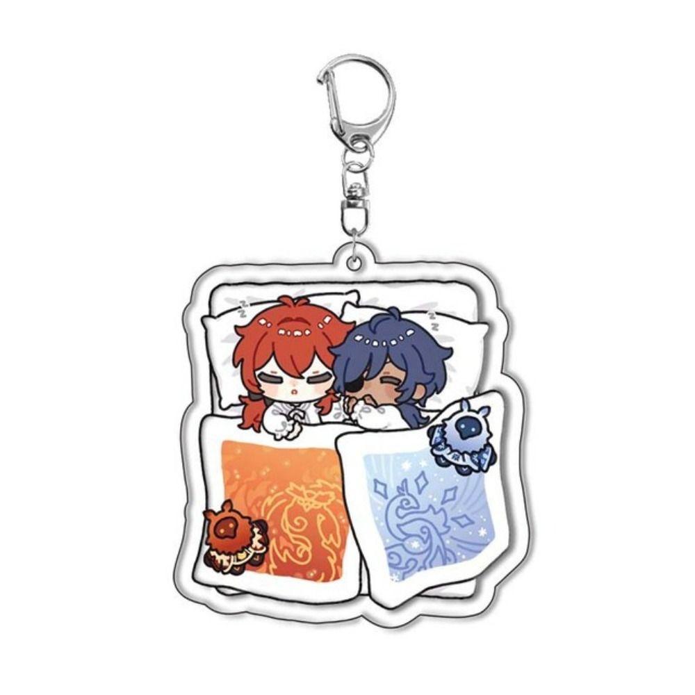 Mmluck Genshin Va Chạm Móc Khóa Bằng Acrylic Họa Tiết Hoạt Hình Anime Genshin Va Chạm Trang Trí Túi Xách Đi Học