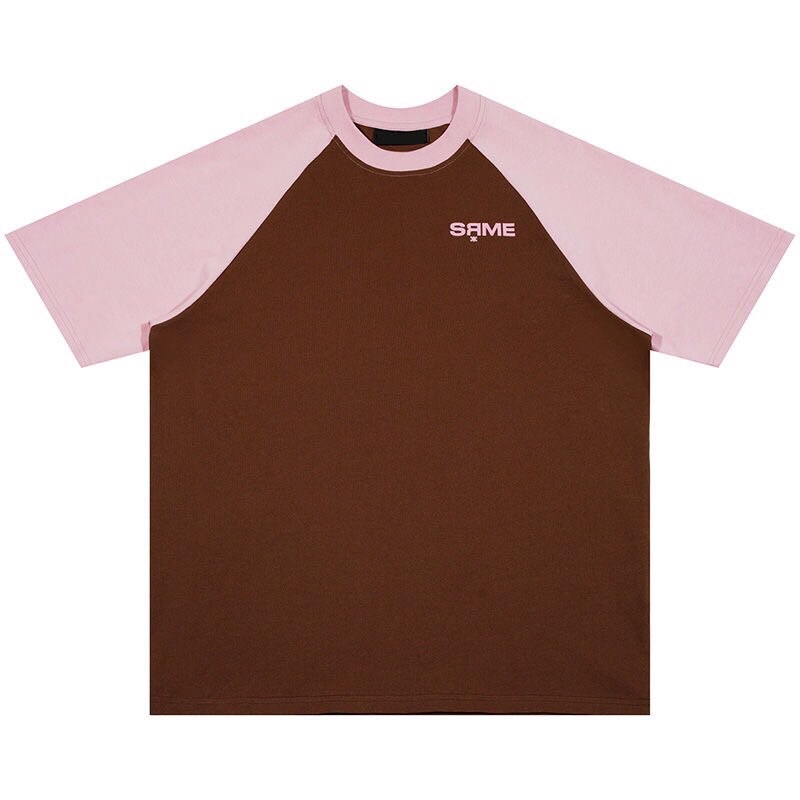 Áo Thun Baby Tee  phối tay Hồng form rộng tay lỡ phong cách Ulzzang