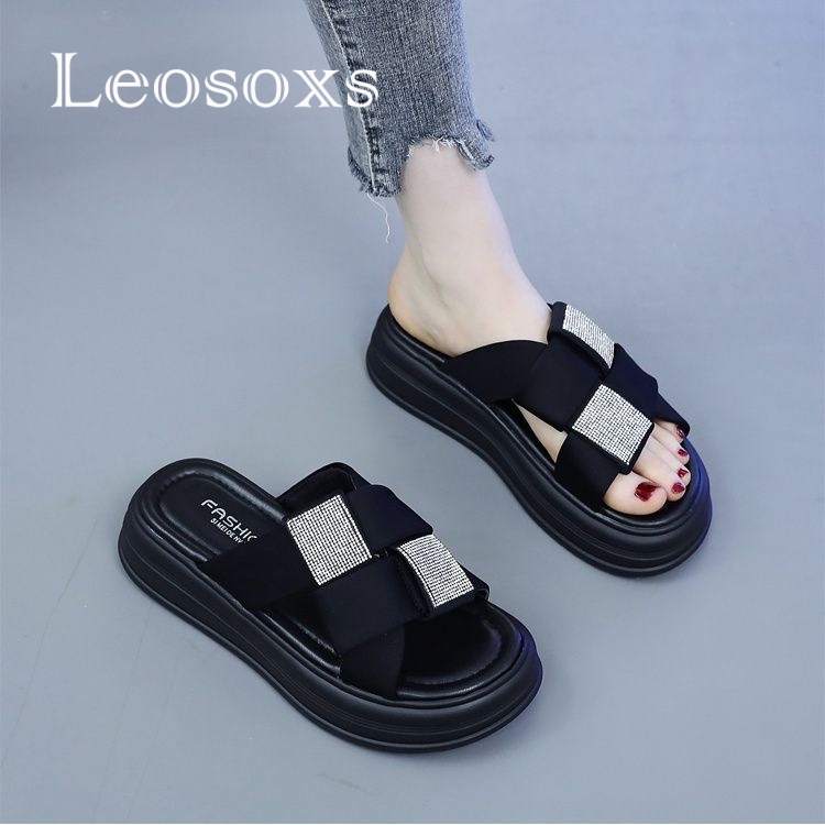 Leosoxs dép sandal nữ dép bánh mì nữ thời trang dép đế cao Chống Trượt 072405