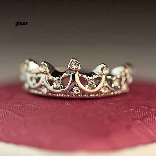 Nhẫn Mạ Bạc Hình Vương Miện Đính Đá Pha Lê Dành Cho Nữ