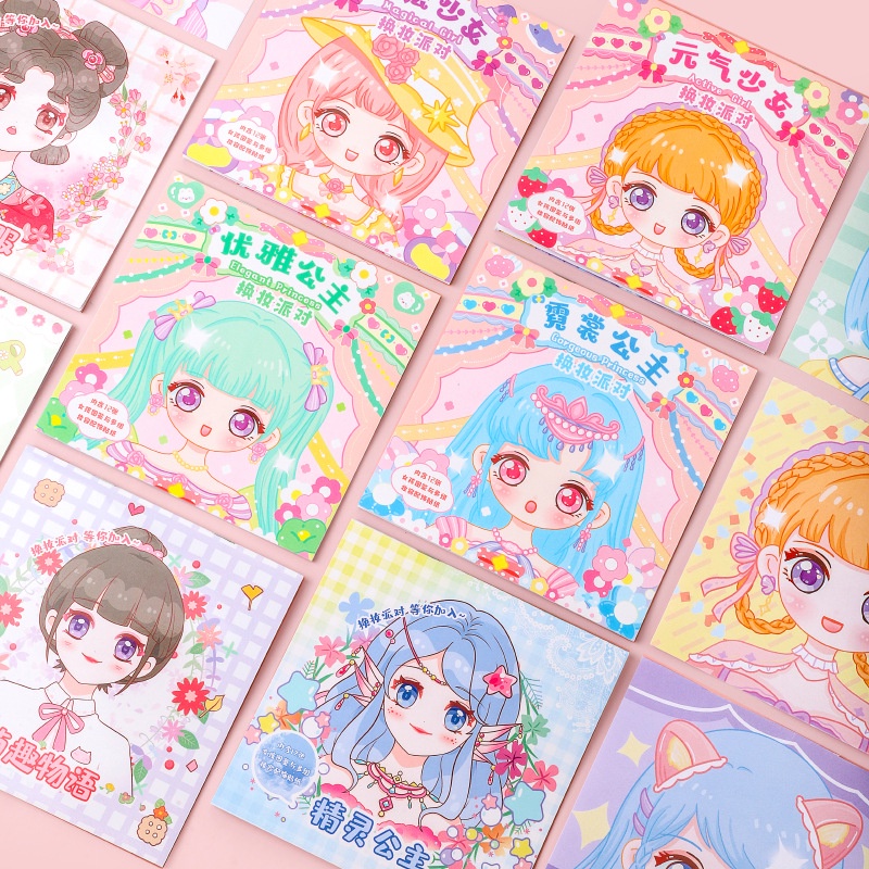 Set 4 Sách Dán Hình Công Chúa Trang Điểm DIY Giáo Dục Cho Bé 3-6 Tuổi