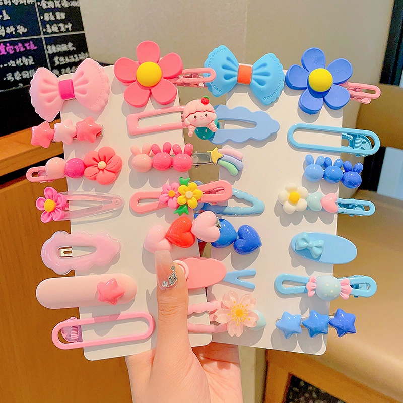 Set 8 / 14 Kẹp Tóc Hình Hoa Màu Sắc Macaron Xinh Xắn Cho Bé Gái