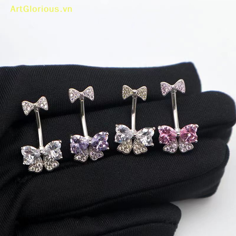Khuyên Rốn Hình Nơ Đính Đá zircon Thời Trang Cho Nữ vn