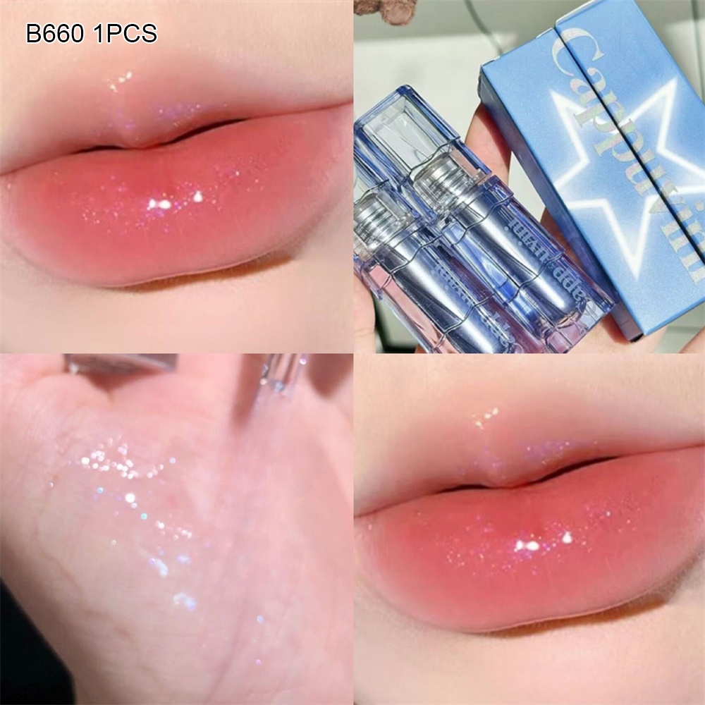 Son bóng dưỡng ẩm có độ bóng cao màu xanh trong suốt như gương Water Gloss Lip Tint JULYSTAR