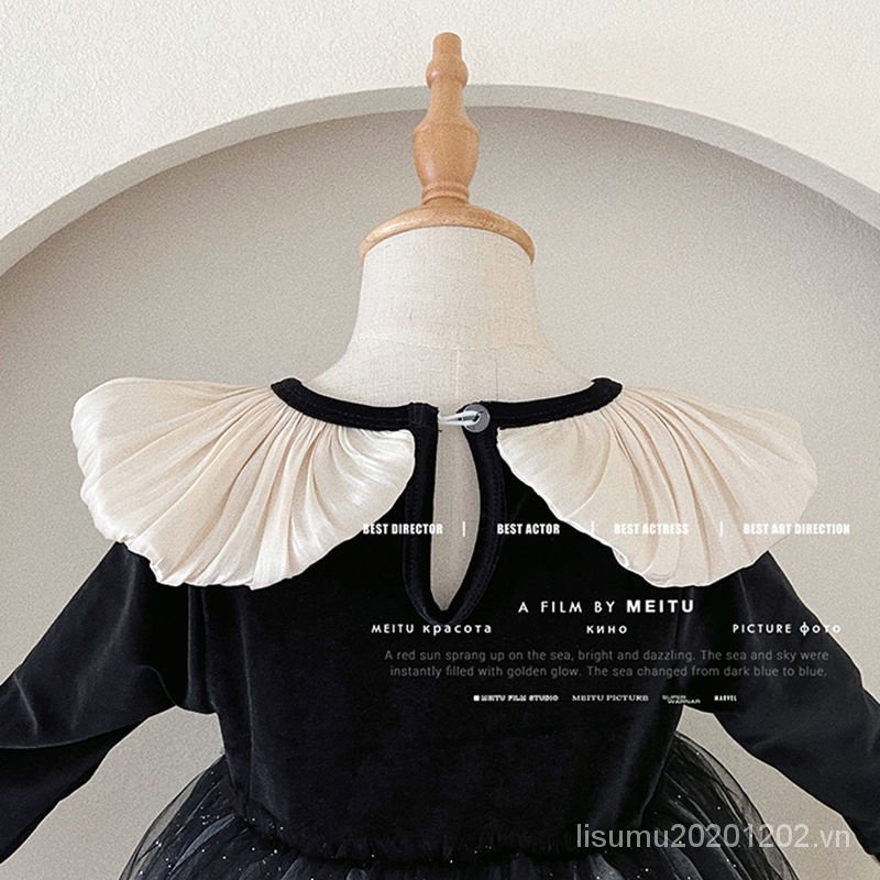 Đầm Công Chúa Chất Liệu Nhung Cao Cấp Thời Trang Xuân Thu Phong Cách Hàn Quốc Cho Bé Gái