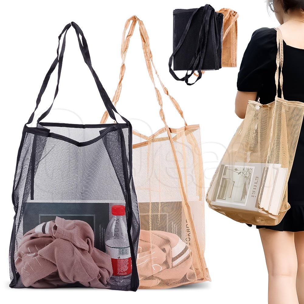 Túi Lưới Mua Sắm / Đeo Vai Đa Năng Trong Suốt Gọn Nhẹ Kích Thước Nhỏ Gọn Phong Cách Ins Cho Nữ