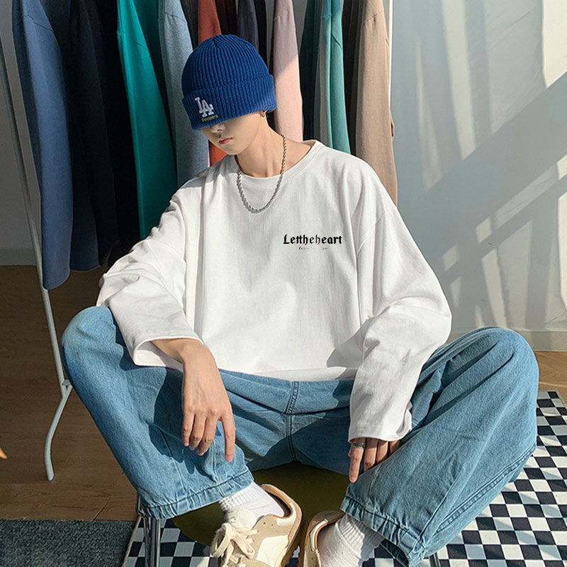 Áo sweater Tay Dài Dáng Rộng Cổ Tròn Đơn Giản Hợp Thời Trang Cho Nam