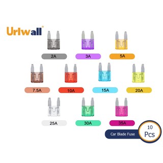Urlwall Set 10 Cầu Chì Lưỡi Vừa / Nhỏ / Vừa 1A-40A Cho Xe Hơi / Xe Tải