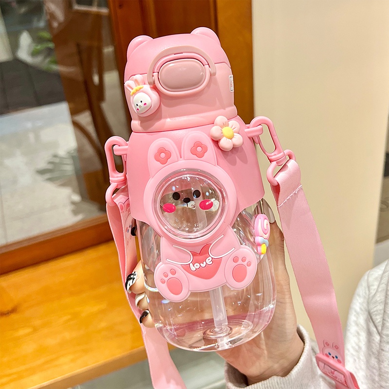 Bình Đựng Nước Mini Dành Cho Bé, Có Ống Hút Và Quai Đeo Chéo YK