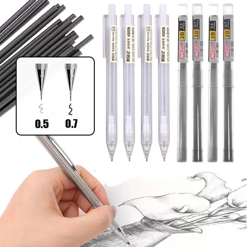 Ruột Bút Chì Bấm 2B 0.5 0.7mm Thay Thế Cho Học Sinh