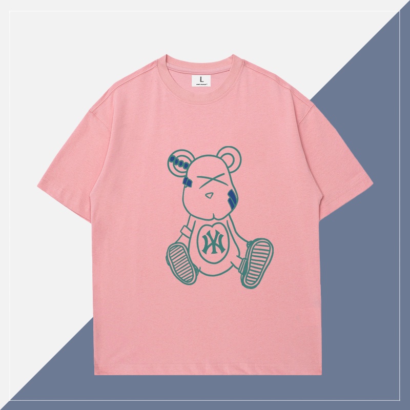 N-y bear short sleeve t-shirt nữ mùa hè phiên bản hàn quốc thời trang nam thương hiệu cặp đôi mặc bông lỏng trên nửa tay áo t