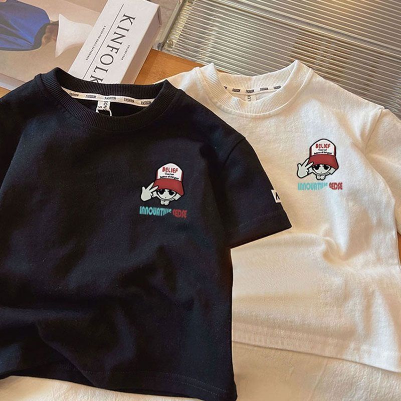 Áo phông bé trai   100% cotton tay ngắn áo phông mỏng phong cách hàn quốc đôi in thời trang hàng đầu bé trai bé trai mặc quần áo baju budak lelaki