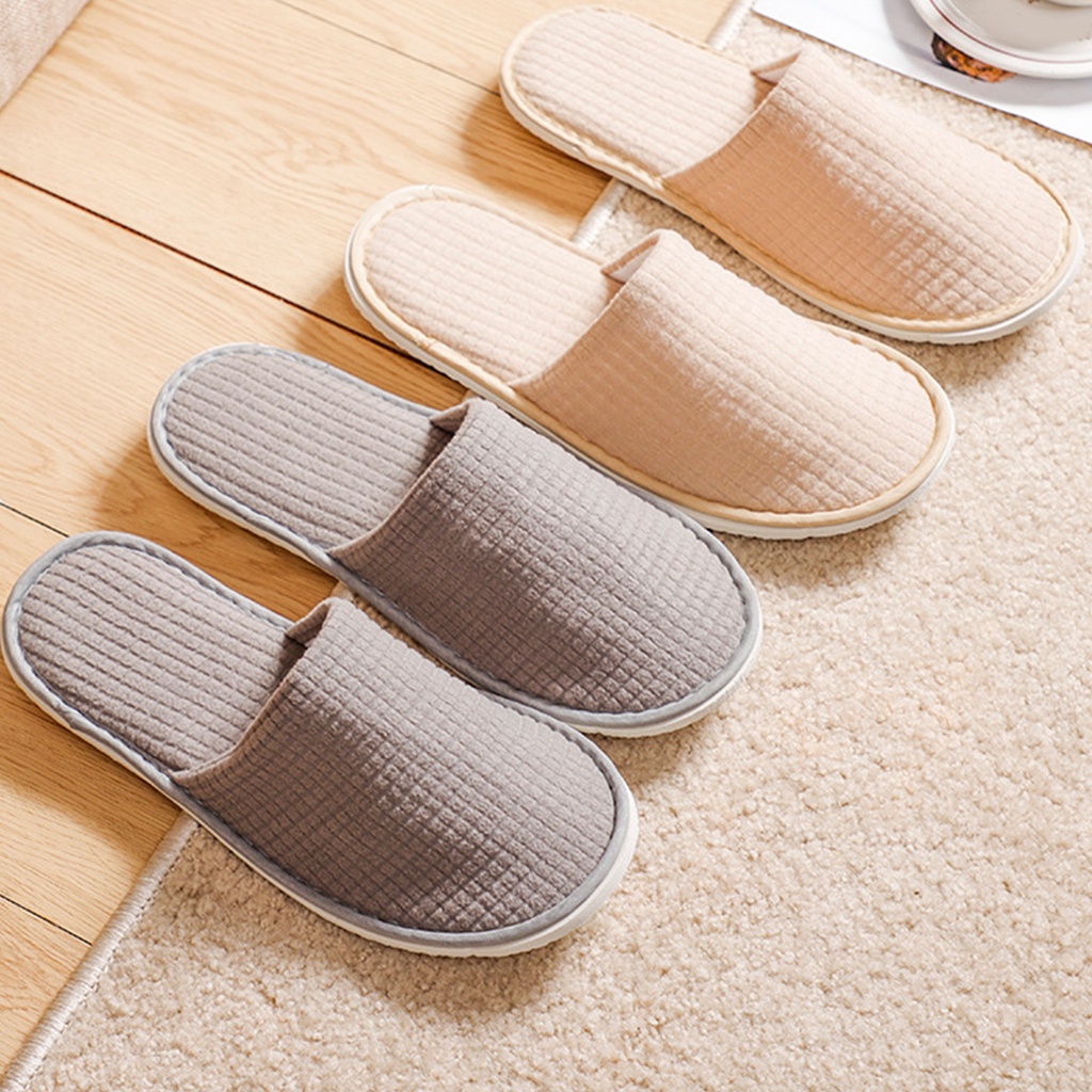 1 Đôi Dép Đi Trong Nhà Màu Trơn Thoáng Khí Thoải Mái Dùng Ở Khách Sạn Màu S