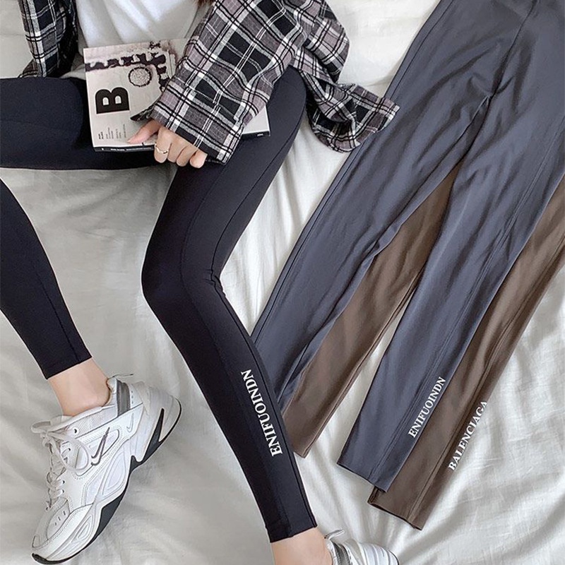 Quần Legging Lưng Cao Ôm Dáng Co Giãn Tốt In Hình Cá Mập Xinh Xắn Cho Nữ