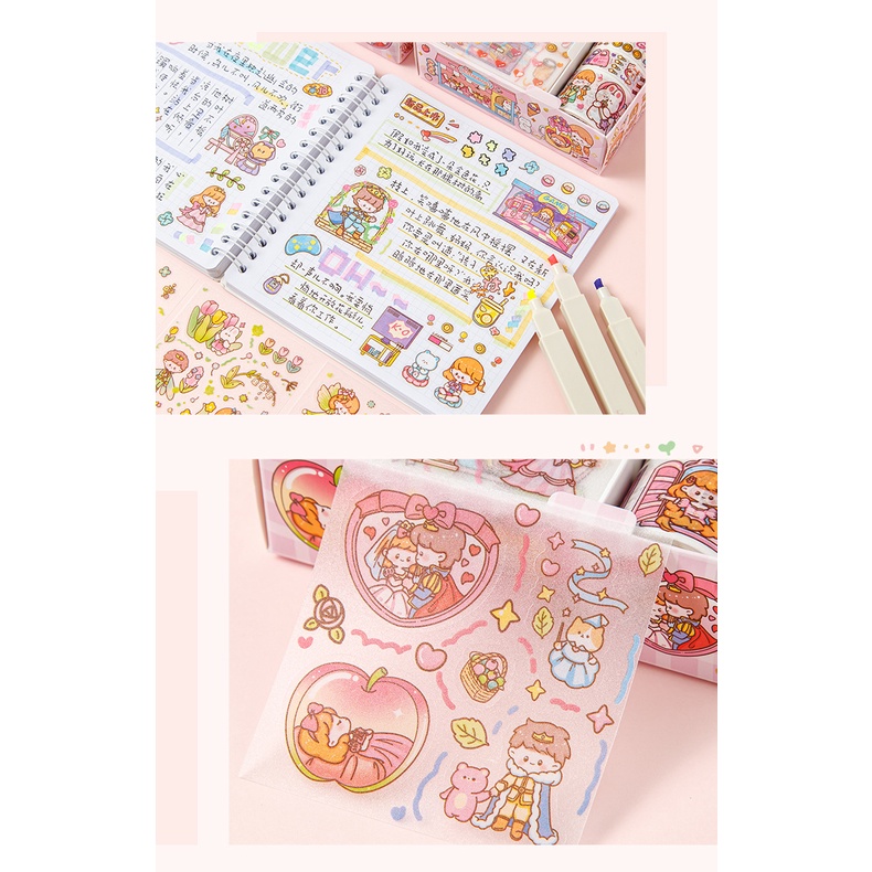 Bộ Sticker Dán Trang Trí Họa Tiết Hoạt Hình Dễ Thương Cho Bé Gái DIY