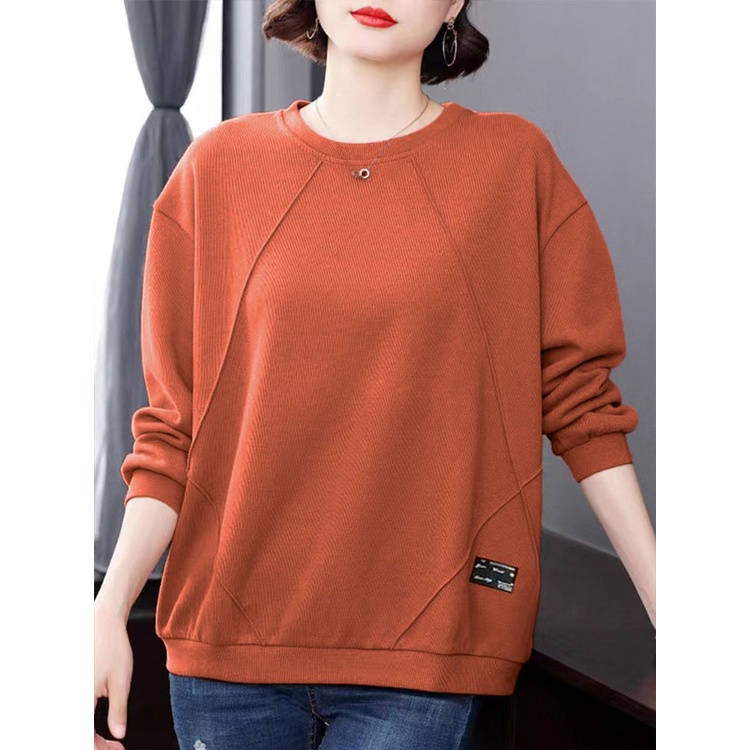 Áo Thun Nữ Dài Tay / Phong Cách Mới / Phong Cách Mùa Thu / Giản Dị / Rộng / Size Lớn / Trung Niên / Áo Thun