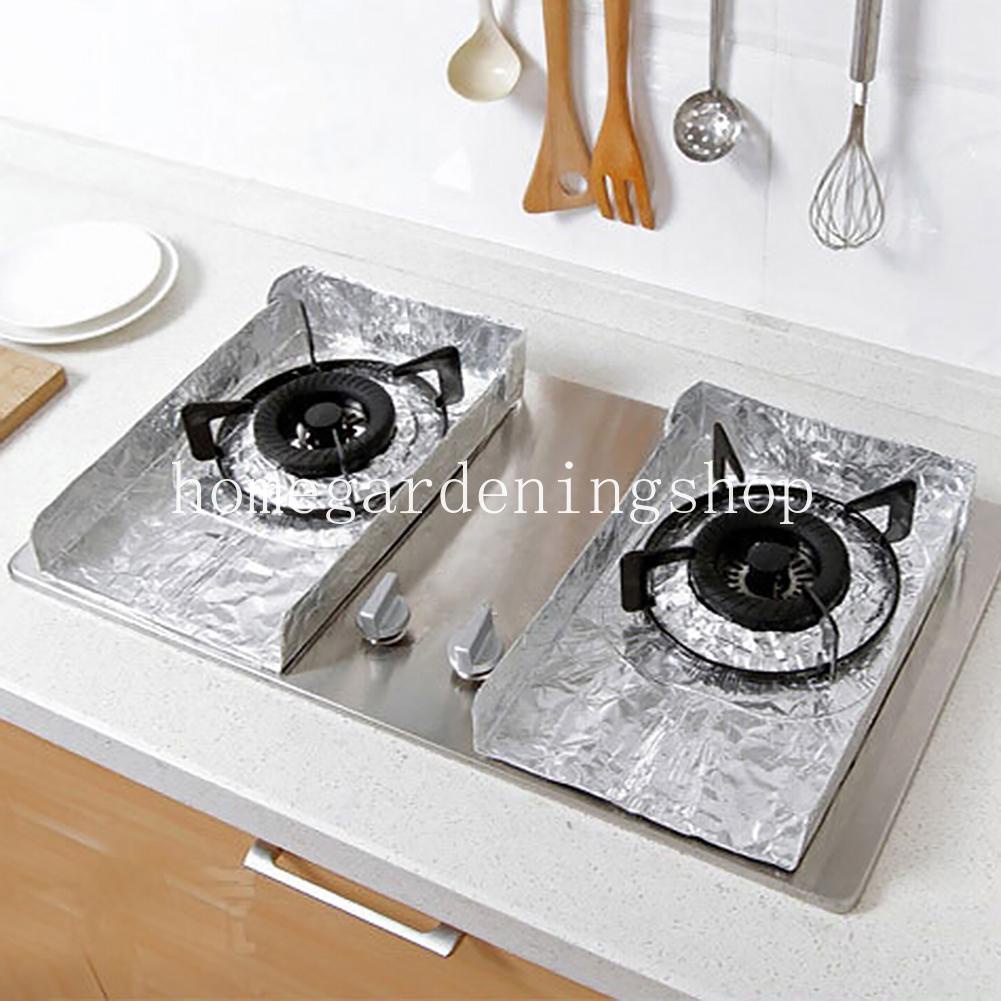 Set 2 Tấm Lót Lá Nhôm Bảo Vệ Bếp Ga Tái Sử Dụng Tiện Lợi