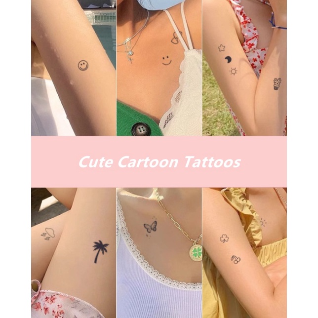 We Flower Hình Xăm Dán Tạm Thời Họa Tiết Trái Tim / Bướm / Trái Tim Kích Thước 4.5 * 4.5cm Phong Cách Hàn Quốc