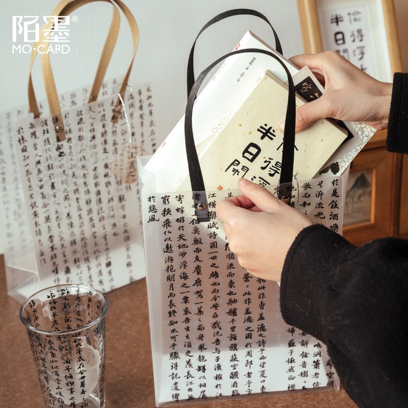 Túi Mua Sắm Bằng Pvc Thiết Kế Phong Cách Trung Hoa Có Tay Cầm Tiện Dụng Cho Gia Đình / Trường Học
