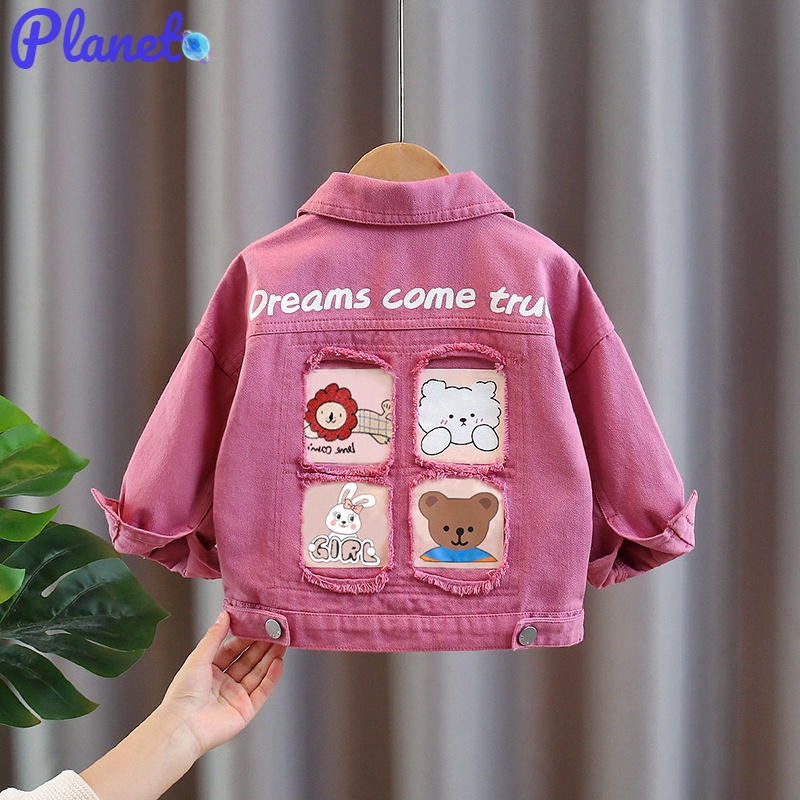 Planet Áo Khoác denim Thời Trang Cá Tính Cho Bé Gái