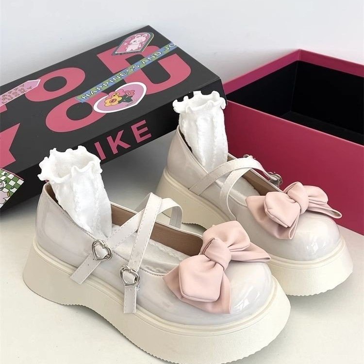 HHH Giày Mary Jane Lolita bít mũi đế cao Giày Búp Bê Đế da mềm đế êm thời trang 2023NEW Cho Nữ 080109