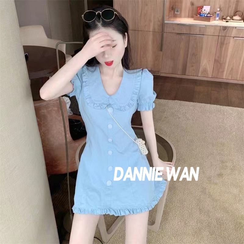 DannieWan chân váy bánh bèo 2 dây dáng dài đầm đen váy nữ xinh bánh bèo A22M07W