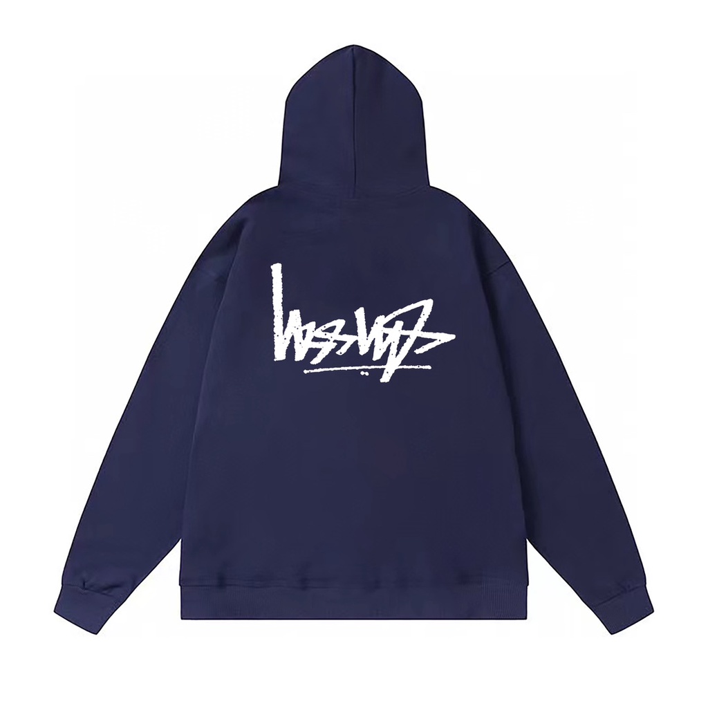 Stussy ss23 áo len trùm đầu in chữ logo ngược có sẵn trong kho dành cho nam và nữ có cùng kiểu dáng