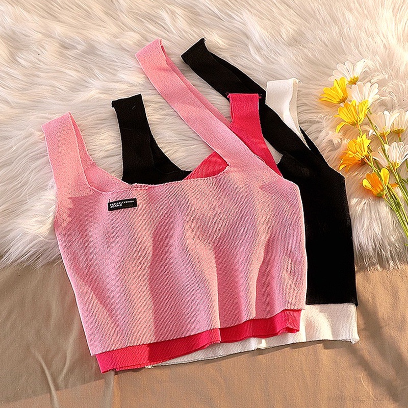 Áo Croptop Giả Hai Lớp Phong Cách Hàn Quốc Thời Trang Mùa Hè Cho Nữ