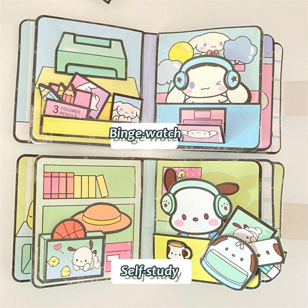 Sách Hình Dán 3D Kuromi Busy Cinnamoroll Handmade 1 Không Cắt Dành Cho Trẻ Em