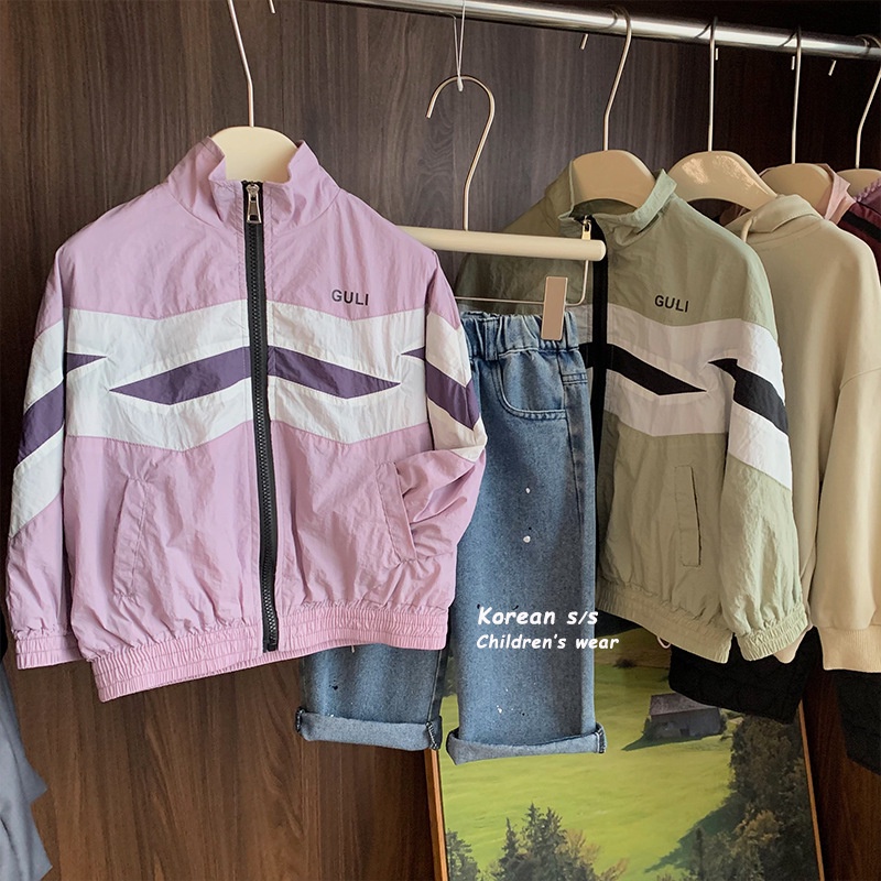Áo Khoác Màu Sắc Tương Phản Thời Trang Mùa Thu Cho Bé Gái