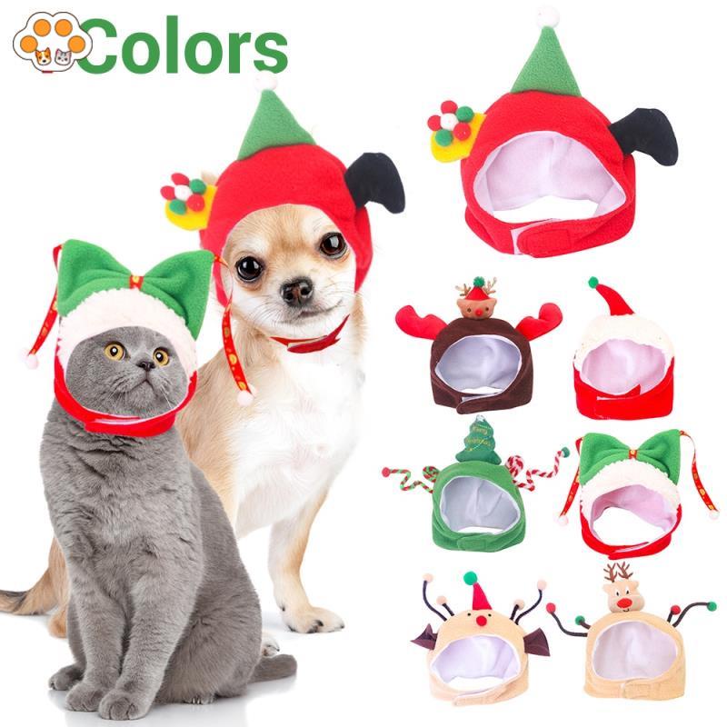 Vật nuôi santa mũ giáng sinh mèo con chó mùa đông ấm áp sang trọng mũ xmas đảng trang trí nội thất mũ vui nhộn dễ thương vật nuôi cosplay tự làm chó mèo trang phục trang trí