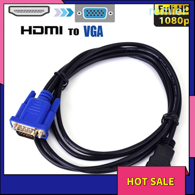 Re 1.8m hdmi to vga cable hd 1080p hdmi male to vga male video converter adapter for pc laptop