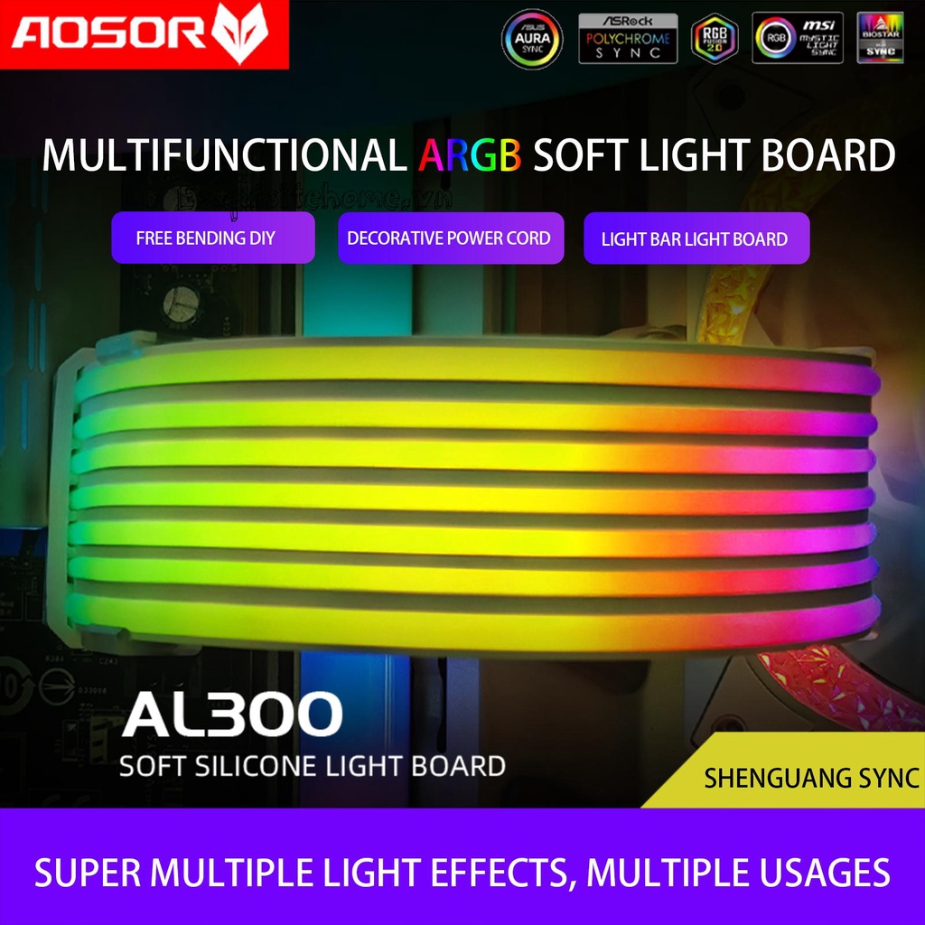 Coolmoon aosor led linh hoạt 5v argb aura sync neon strip light cho pc chassis