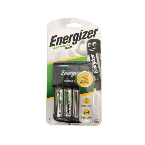 Bộ sạc tiêu chuẩn Energizer kèm 4 pin AA 1300mAh - Hàng chính hãng dùng cho micro karaoke, đồng hồ, máy ảnh