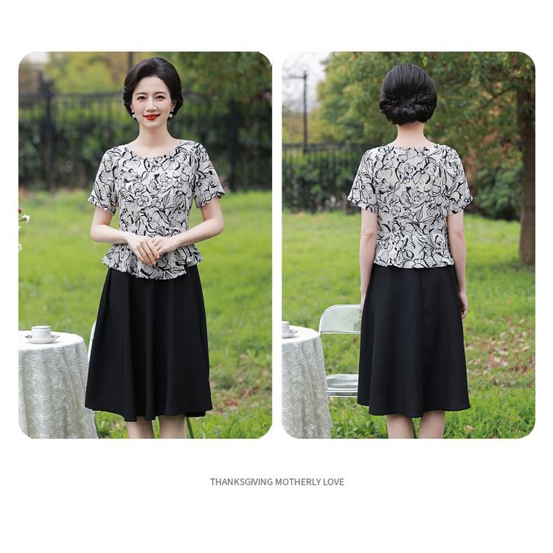 Đầm Thời Trang Mùa Hè Phong Cách Phương Tây Dành Cho Phụ Nữ Độ Tuổi Trung Niên 50-60