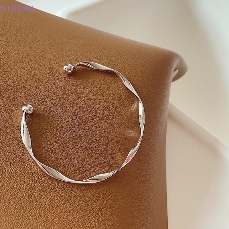 Cổ điển cao cấp phong cách retro xoắn vòng tay kim loại cho phụ nữ đơn giản mở có thể điều chỉnh xu hướng cô gái trang sức quà tặng phụ kiện mme