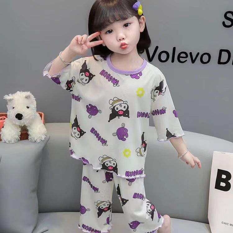 BABEPROUD Bộ đồ ngủ bằng thun lạnh thời trang hè cho bé 2-9 tuổi