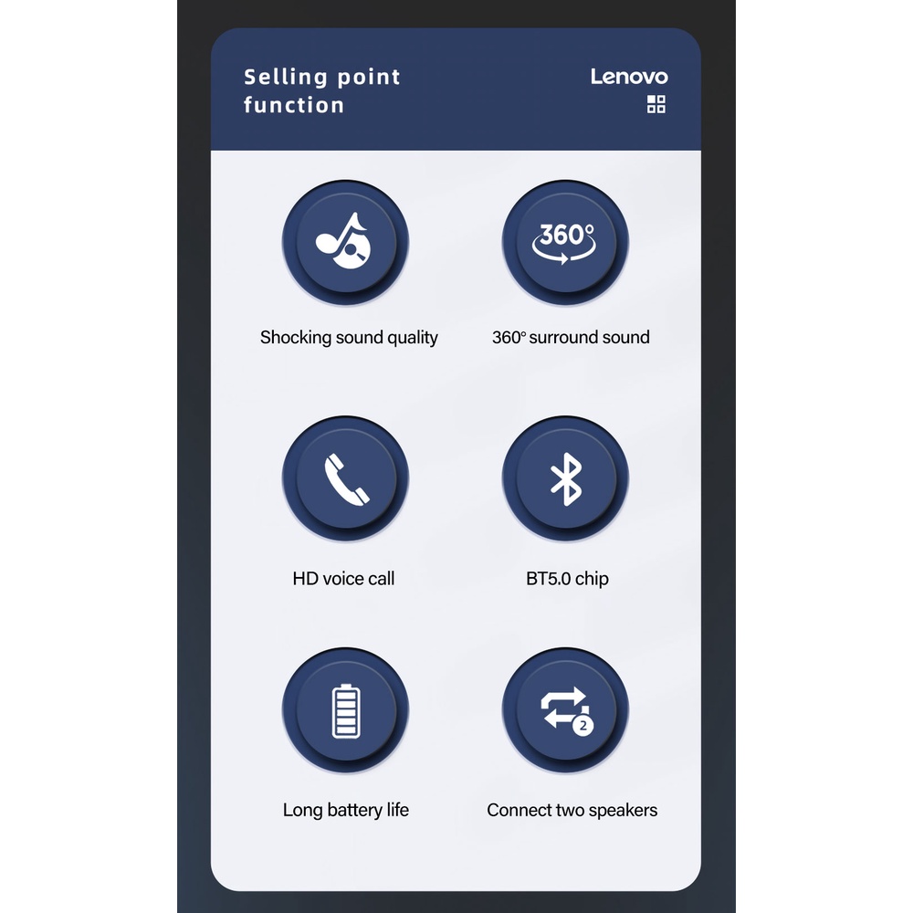 Loa bluetooth lenovo K3 không dây âm thanh 3D siêu trầm thích hợp cho thể thao ngoài trời