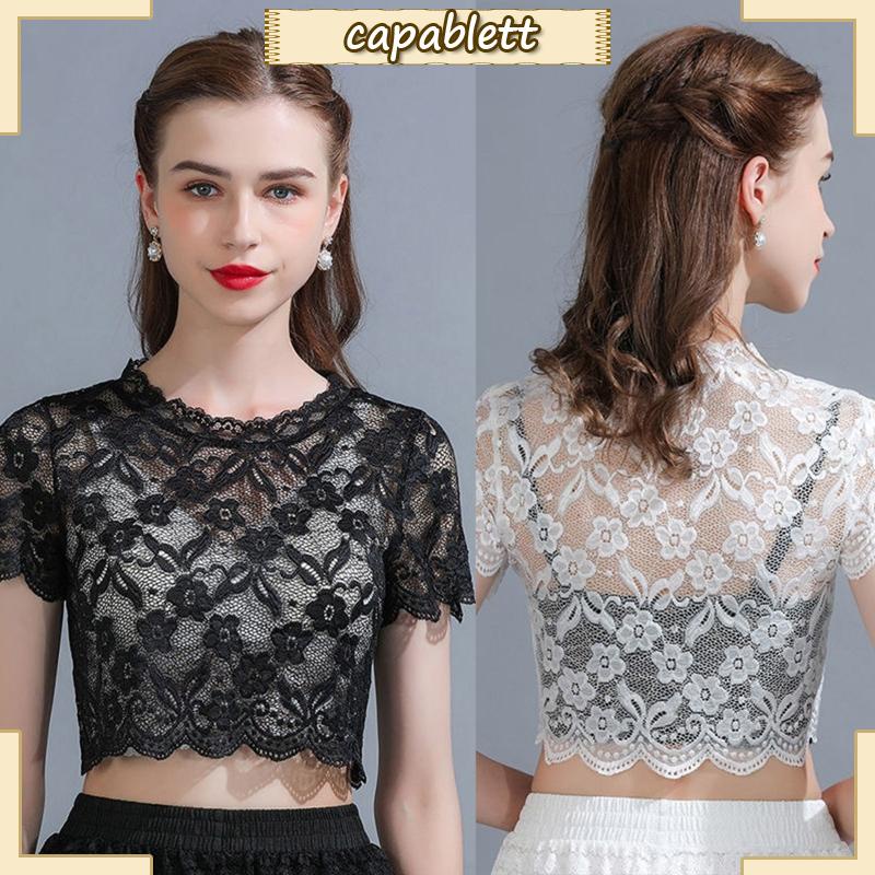 Capa phụ nữ có thể tháo rời cổ áo giả nửa áo sơ mi móc hoa ren cô gái vòng cổ