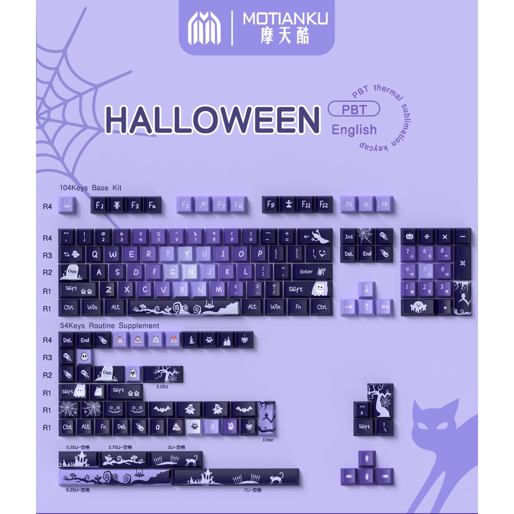 Halloween keycaps cherry profile keycap hoạt hình được cá nhân hóa cho bàn phím cơ với nắp phím 7u và iso