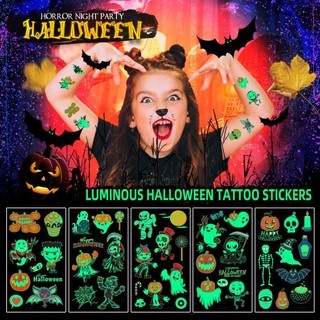 Hình xăm dạ quang sticker trẻ em cánh tay mặt hình xăm phát sáng trẻ em halloween hình xăm hoạt hình sticker
